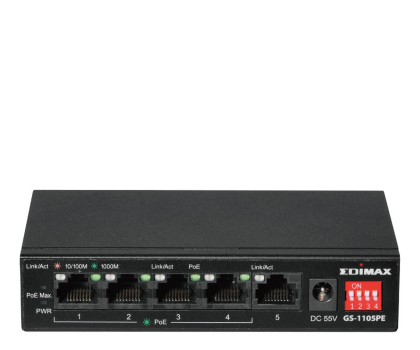 Switche Edimax 5p GS-1105PE (5x10/100/1000Mbit 4xPoE+)